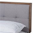 Bowery Hill Mid-Century Fabric King Size Platform Bed in Light Gray/Walnut Brown