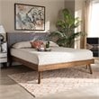 Bowery Hill Mid-Century Fabric King Size Platform Bed in Light Gray/Walnut Brown