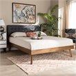 Bowery Hill Queen Size Dark Gray Fabric Walnut Finished Platform Bed