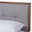 Bowery Hill Queen Size Light Gray Fabric Walnut Finished Platform Bed