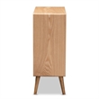 Bowery Hill Mid-Century 4-Drawer Wood/Rattan Accent Chest in Medium Oak