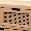 Bowery Hill Mid-Century 4-Drawer Wood/Rattan Accent Chest in Medium Oak
