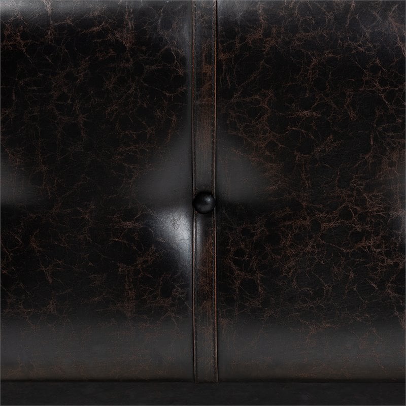 Bowery Hill Dark Brown Faux Leather Upholstered Storage Trunk Ottoman