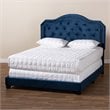 Bowery Hill Queen Size Navy Blue Velvet Upholstered Button Tufted Bed