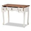 Bowery Hill White and Brown Finished 3-Drawer Small Wood Console Table