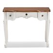 Bowery Hill White and Brown Finished 3-Drawer Small Wood Console Table