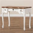 Bowery Hill White and Brown Finished 3-Drawer Small Wood Console Table