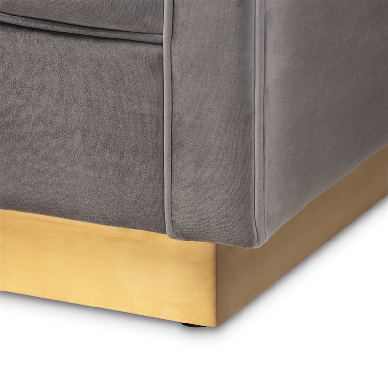 Bowery Hill Modern Velvet Brushed Gold 2-Piece Living Room Set in Gray