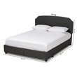 Bowery Hill Modern Fabric Upholstered Platform Storage Queen Bed in Dark Gray
