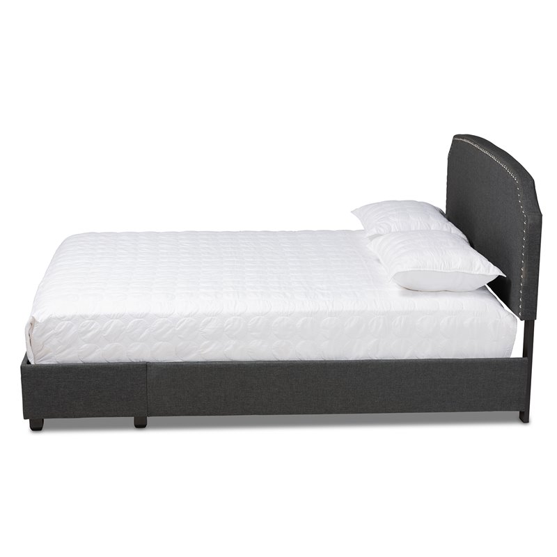 Bowery Hill Modern Fabric Upholstered Platform Storage Queen Bed in Dark Gray