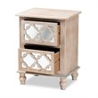 Bowery Hill White-Washed Wood and Mirror 2-Drawer Quatrefoil Nightstand
