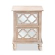 Bowery Hill White-Washed Wood and Mirror 2-Drawer Quatrefoil Nightstand