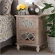 Bowery Hill White-Washed Wood and Mirror 2-Drawer Quatrefoil Nightstand