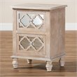 Bowery Hill White-Washed Wood and Mirror 2-Drawer Quatrefoil Nightstand