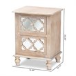 Bowery Hill White-Washed Wood and Mirror 2-Drawer Quatrefoil Nightstand