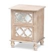 Bowery Hill White-Washed Wood and Mirror 2-Drawer Quatrefoil Nightstand