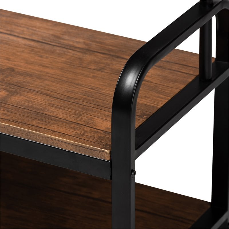 Bowery Hill Distressed Wood and Black Metal Finished Entryway Hall Tree