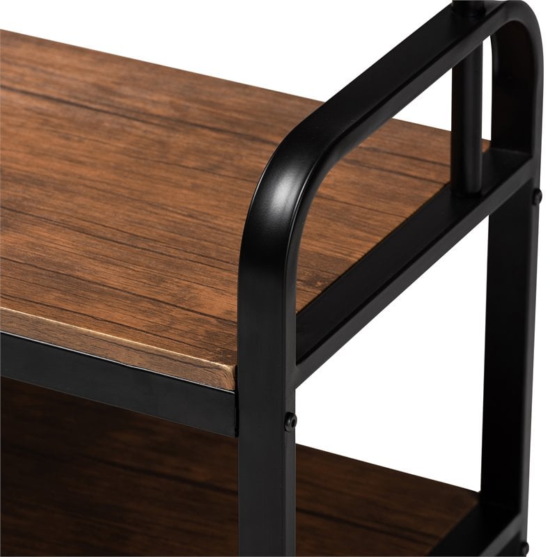 Bowery Hill Distressed Wood and Black Metal Finished Entryway Hall Tree