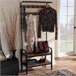 Bowery Hill Distressed Wood and Black Metal Finished Entryway Hall Tree