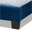 Bowery Hill Contemporary Velvet Queen Size Panel Bed w/ Tufted Headboard in Blue