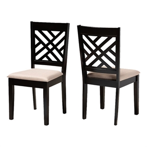 Bowery Hill 18.5&quot Modern Rubber Wood Dining Chair in Chocolate (Set of 2)