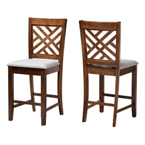 Bowery Hill 25&quot Contemporary Wood Counter Height Pub Chair in Walnut (Set of 2)