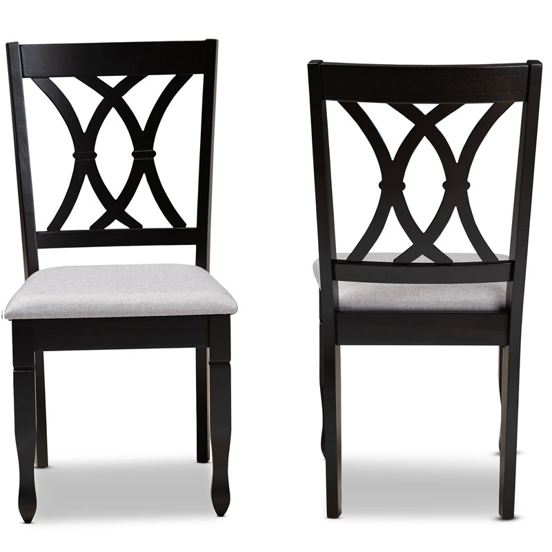 Bowery Hill 18.5'' Contemporary Rubber Wood Dining Chair in Gray (Set of 2)