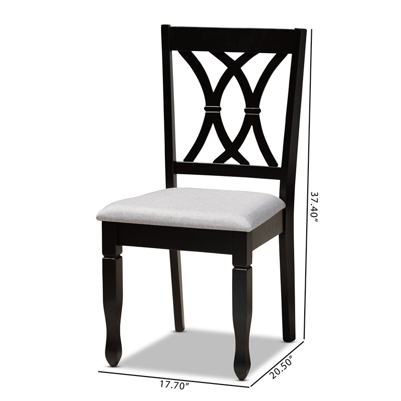 Bowery Hill 18.5'' Contemporary Rubber Wood Dining Chair in Gray (Set of 2)