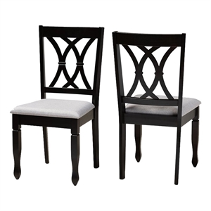 Bowery Hill 18.5'' Contemporary Rubber Wood Dining Chair in Gray (Set of 2)