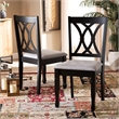 Bowery Hill 18.5'' Contemporary Rubber Wood Dining Chair in Gray (Set of 2)