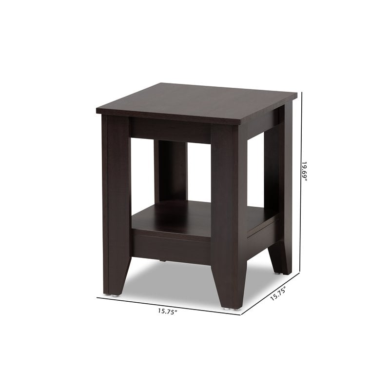 Bowery Hill 1 Shelf Modern Engineered Wood End Table in Dark Brown