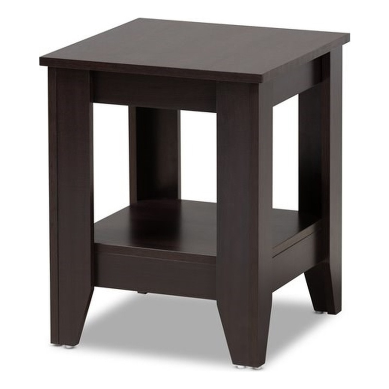 Bowery Hill 1 Shelf Modern Engineered Wood End Table in Dark Brown