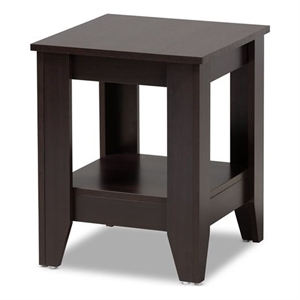 Bowery Hill 1 Shelf Modern Engineered Wood End Table in Dark Brown