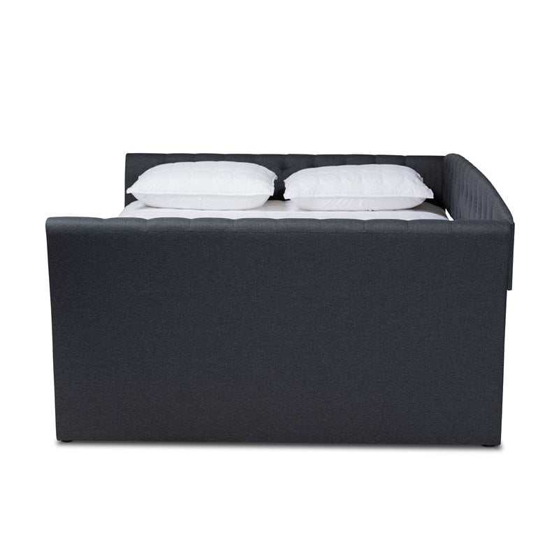 Bowery Hill Modern Fabric Upholstered Queen Size Daybed in Dark Gray