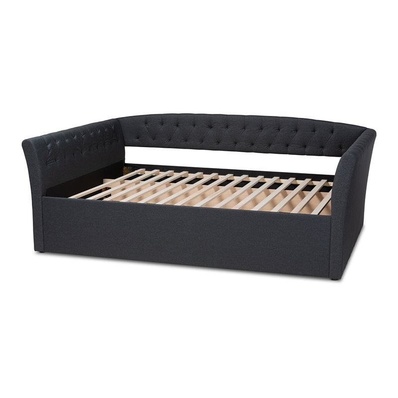 Bowery Hill Modern Fabric Upholstered Queen Size Daybed in Dark Gray