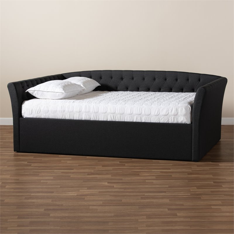 Bowery Hill Modern Fabric Upholstered Queen Size Daybed in Dark Gray