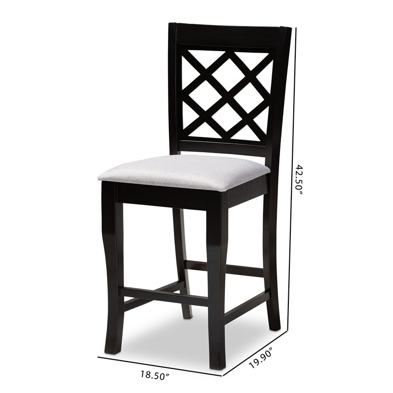 Bowery Hill Grey Upholstered Wood Counter Stools (Set of 2)