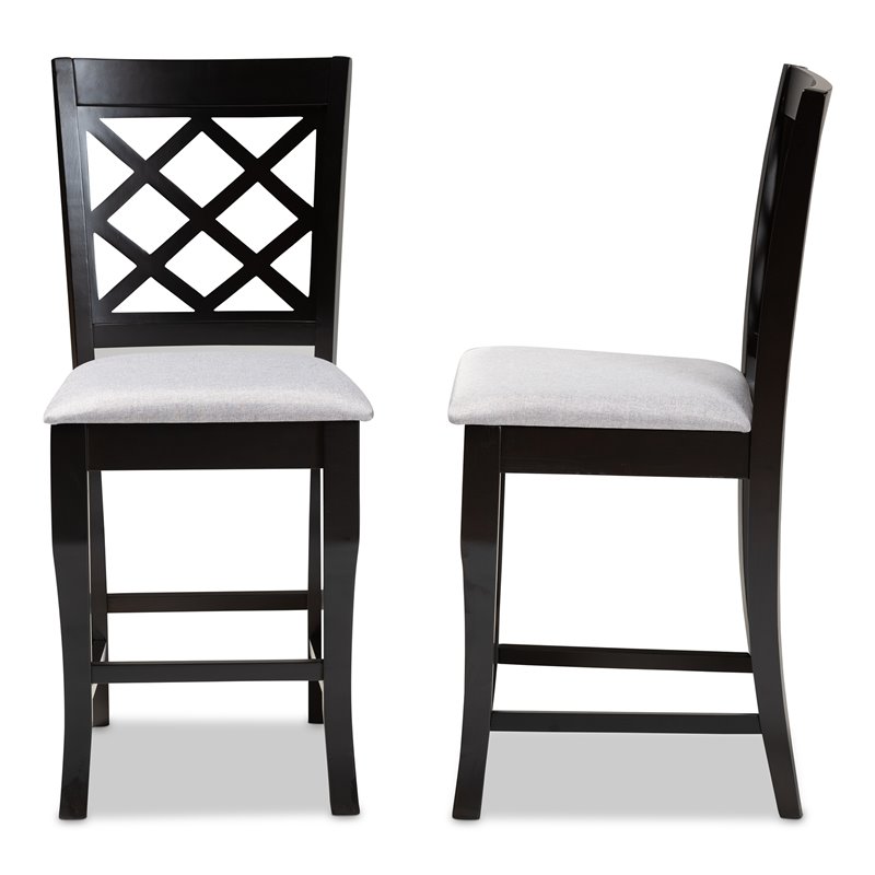 Bowery Hill Grey Upholstered Wood Counter Stools (Set of 2)
