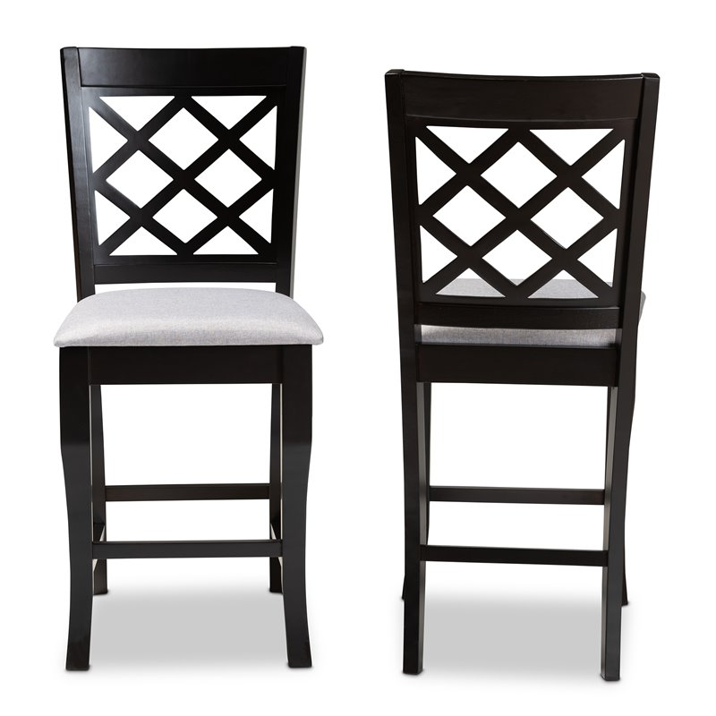 Bowery Hill Grey Upholstered Wood Counter Stools (Set of 2)