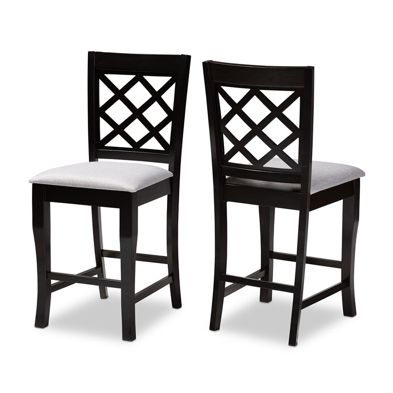 Bowery Hill Grey Upholstered Wood Counter Stools (Set of 2)