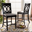 Bowery Hill Grey Upholstered Wood Counter Stools (Set of 2)