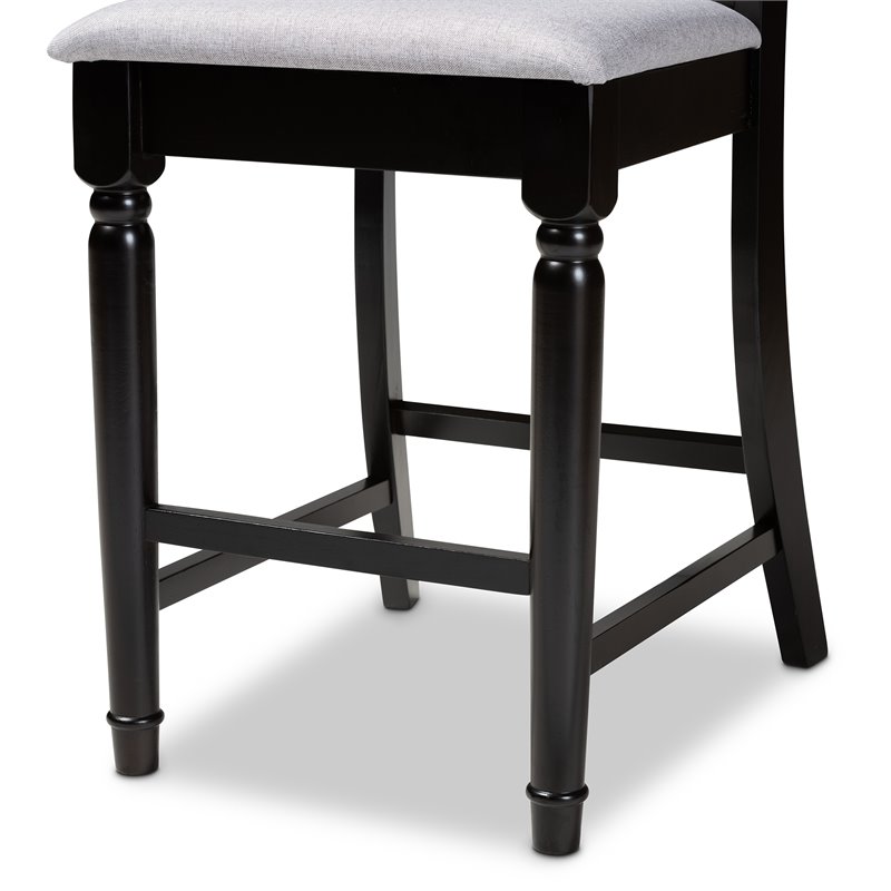 Bowery Hill Grey Upholstered Wood Counter Stools (Set of 2)