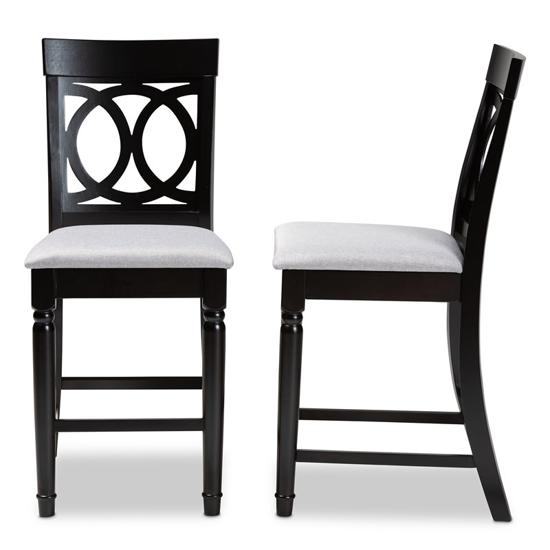 Bowery Hill Grey Upholstered Wood Counter Stools (Set of 2)