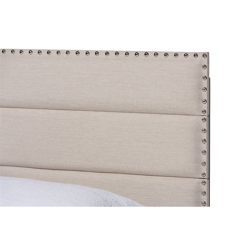 Bowery Hill Twin Size Beige Fabric Upholstered Bed