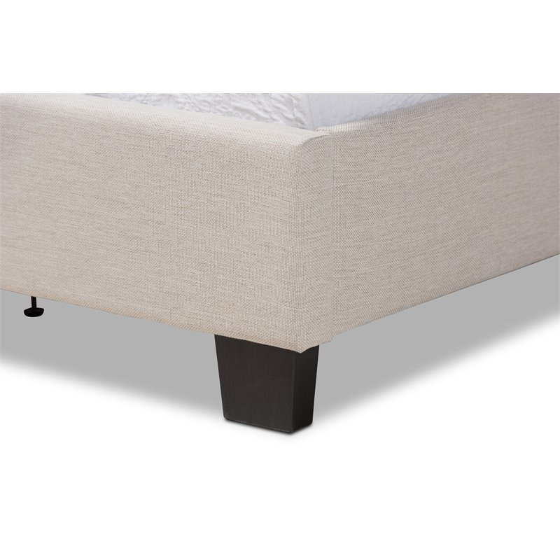 Bowery Hill Twin Size Beige Fabric Upholstered Bed