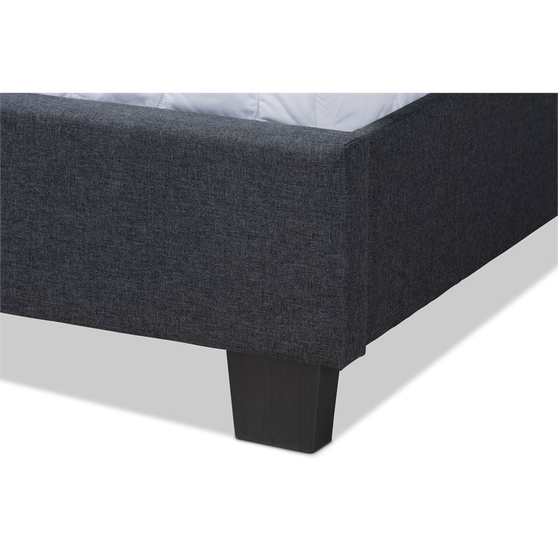 Bowery Hill Modern Fabric Upholstered Nail Head Trim Queen Size Bed in Dark Gray
