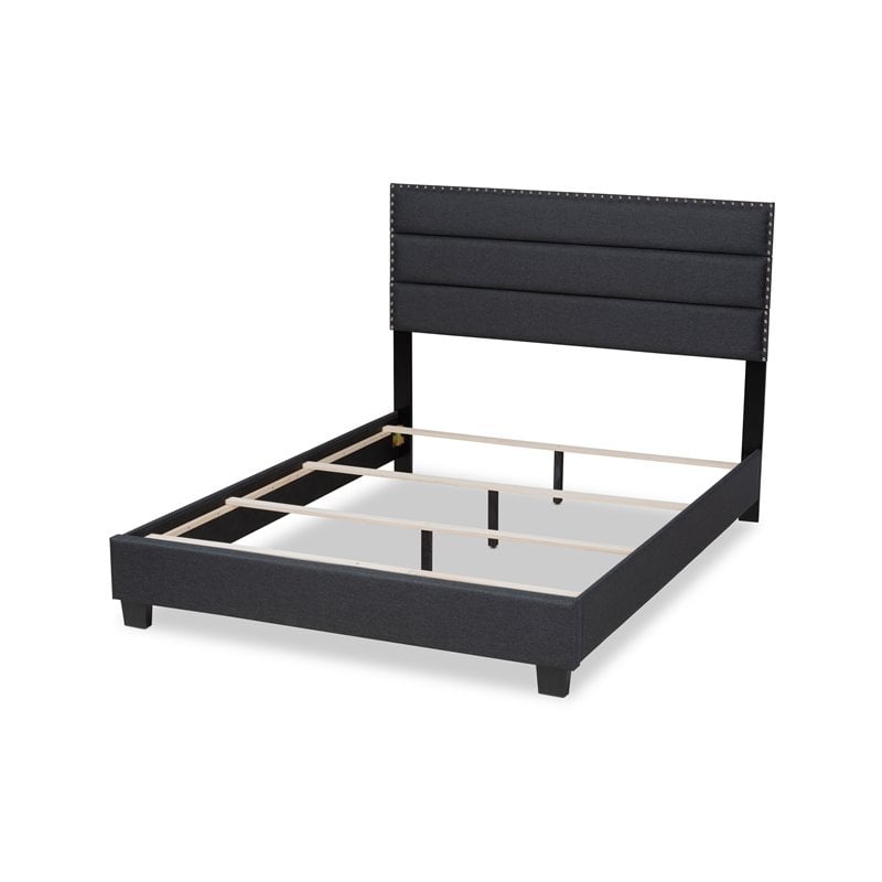 Bowery Hill King Size Dark Gray Fabric Upholstered Bed