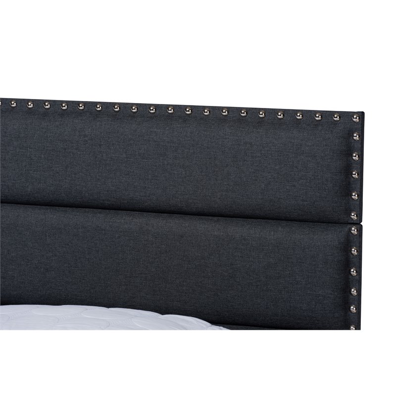 Bowery Hill King Size Dark Gray Fabric Upholstered Bed