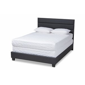 Bowery Hill King Size Dark Gray Fabric Upholstered Bed