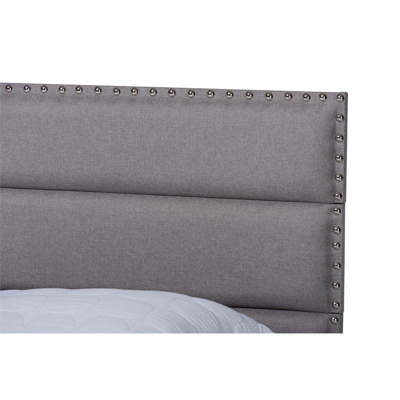 Bowery Hill Modern King Size Gray Fabric Upholstered Bed